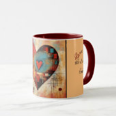 抽象芸術ハートデザインと文字バレンタインのマグカップ マグカップ (正面右)