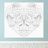 抽象芸術ハートドードル6 キャンバスプリント (インサイチュ (ウッドフロア))