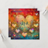 抽象芸術ハートバレンタインデー共鳴 カード (正面/裏面インサイチュ)