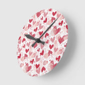 抽象芸術ハートパターン装飾用クッション ラウンド壁時計 (傾斜)