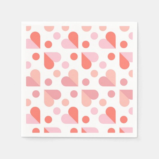 抽象芸術ハート幾何学的パターン スタンダードカクテルナプキン (正面)