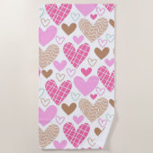 抽象芸術ハート柄バスタオル ビーチタオル (正面)