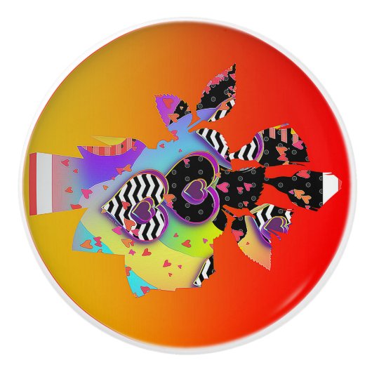 抽象芸術ハート セラミックノブ (正面)