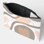 抽象芸術ハート（ブラウン、タン、グレー） アクセサリーポーチ (見開き)