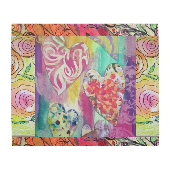 抽象芸術ハート メタルプリント (正面)