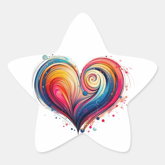抽象芸術ハート 星シール (正面)