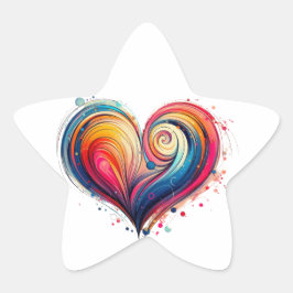 抽象芸術ハート 星シール