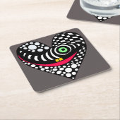 抽象芸術ハート（灰色） スクエアペーパーコースター (アングル)