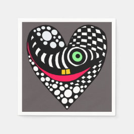 抽象芸術ハート(灰色) スタンダードカクテルナプキン