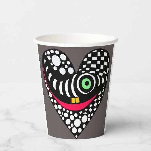 抽象芸術ハート（灰色） 紙コップ (裏面)
