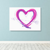 抽象芸術ハート（紫とピンク） キャンバスプリント (インサイチュ (ウッドフロア))