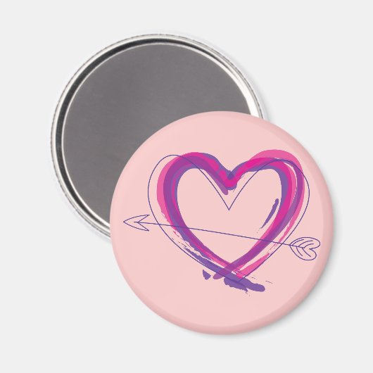 抽象芸術ハート(紫とピンク) マグネット (正面/裏面)