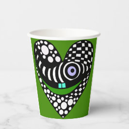 抽象芸術ハート(緑) 紙コップ
