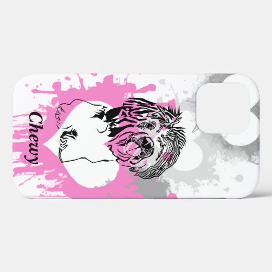 抽象芸術ハートBlk-Inkedシーズー(犬)Tzu iPhone 12ケース Case-Mate iPhoneケース (裏面 (横))