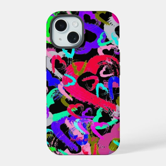 抽象芸術ハートiPhone 15ケース iPhone 15ケース (裏面)