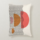 抽象芸術ハーフサークルウェーブ魚ピロー2 16" x 12" アクセントクッション (正面(垂直))