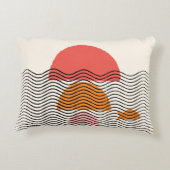 抽象芸術ハーフサークルウェーブ魚ピロー2 16" x 12" アクセントクッション (裏面)