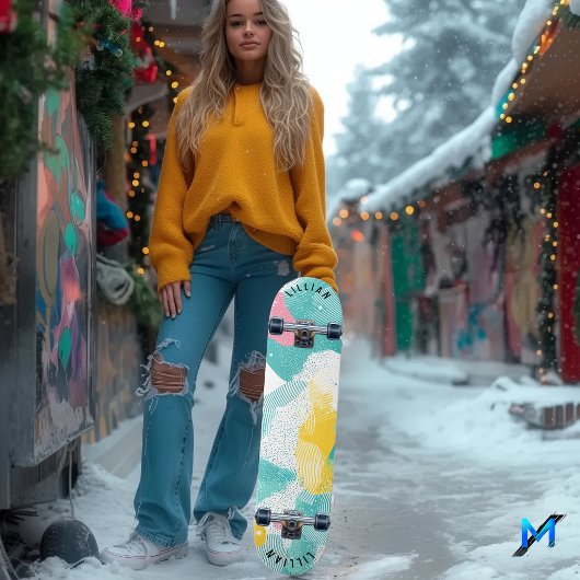 抽象芸術ハーフトーンパステルコンテンポラリー付き スケートボード