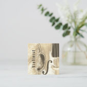 抽象芸術バイオリンミュージカル楽器QRコード スクエア名刺 (スタンド正面)