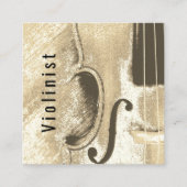 抽象芸術バイオリンミュージカル楽器QRコード スクエア名刺 (正面)