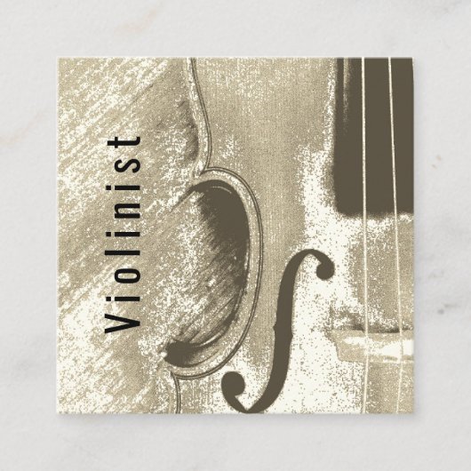 抽象芸術バイオリンミュージカル楽器QRコード スクエア名刺 (正面)