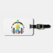 抽象芸術バイオリン（ヘッドフォンと音楽アート） ラゲッジタグ (正面横)