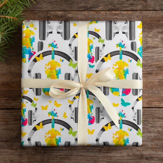 抽象芸術バイオリン（ヘッドフォンと音楽アート） ラッピングペーパー