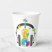 抽象芸術バイオリン(ヘッドフォンと音楽アート) 紙コップ (正面)