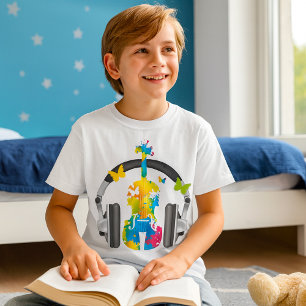 抽象芸術バイオリン（ヘッドフォンと音楽アート） Tシャツ