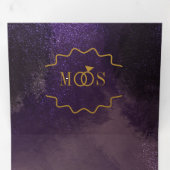 抽象芸術バイオレットブラックグラムブラシストロ結婚ーク 三つ折り招待状 (内部最初)