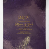 抽象芸術バイオレットブラックグラムブラシストロ結婚ーク 三つ折り招待状 (内部中)