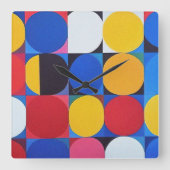 抽象芸術バウハウスジオメトリックアート スクエア壁時計 (正面)