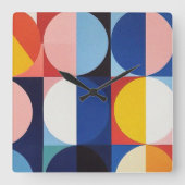 抽象芸術バウハウスジオメトリックアート スクエア壁時計 (正面)