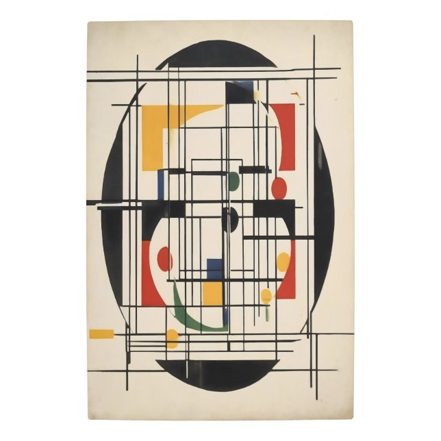 抽象芸術バウハウスジオメトリックミニマモダンリスト メタルプリント (正面)