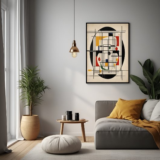 抽象芸術バウハウスジオメトリックモダンミニマリストアート ポスター