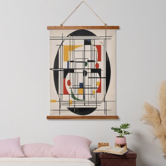 抽象芸術バウハウスジオメトリックモダンミニマリストアート 吊り下げ型タペストリー (寝室)