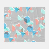 抽象芸術バウハウスハーフモダンランポップ・アートのズアートパターン フリースブランケット (正面(横))