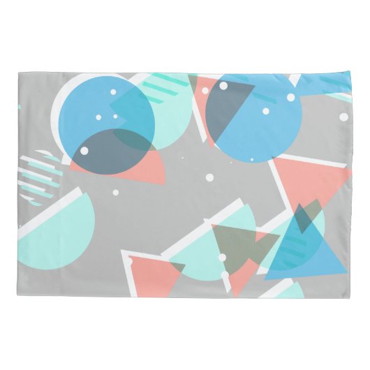 抽象芸術バウハウスハーフモダンランポップ・アートのズアートパターン 枕カバー (裏面-左)