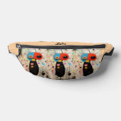 抽象芸術バグFanny Pack in Red Black & Beige ファニーパック (レイダウン)