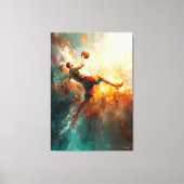 抽象芸術バスケットボールプレーヤー – 強力なスポーツアート キャンバスプリント (正面)