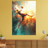 抽象芸術バスケットボールプレーヤー – 強力なスポーツアート キャンバスプリント (インサイチュ (リビング))
