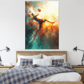 抽象芸術バスケットボールプレーヤー – 強力なスポーツアート キャンバスプリント (インサイチュ (寝室))