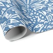抽象芸術バタフライアニマルプリントインブルー ラッピングペーパー (ロールコーナー)
