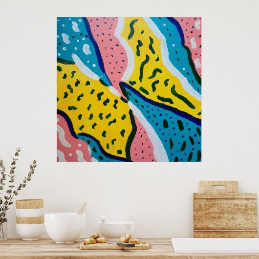 抽象芸術バタフライアート ポスター (キッチン)