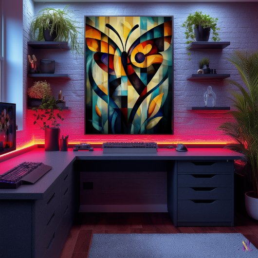 抽象芸術バタフライアート – 幾何学的自然デザイン ポスター