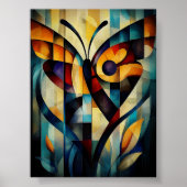 抽象芸術バタフライアート – 幾何学的自然デザイン ポスター (正面)