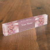 抽象芸術バタフライカラフルファンタジーフラクタル文字 デスクネームプレート (側面)