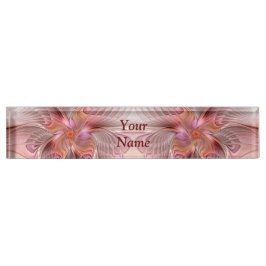 抽象芸術バタフライカラフルファンタジーフラクタル文字 デスクネームプレート