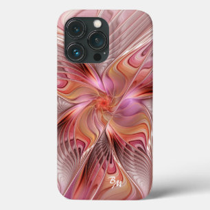 抽象芸術バタフライカラフルフラクタルアートイニシャル iPhone 13 PROケース