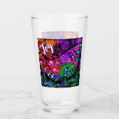 抽象芸術バタフライジョーチョウチョウチョウパープルレッド タンブラーグラス (正面)